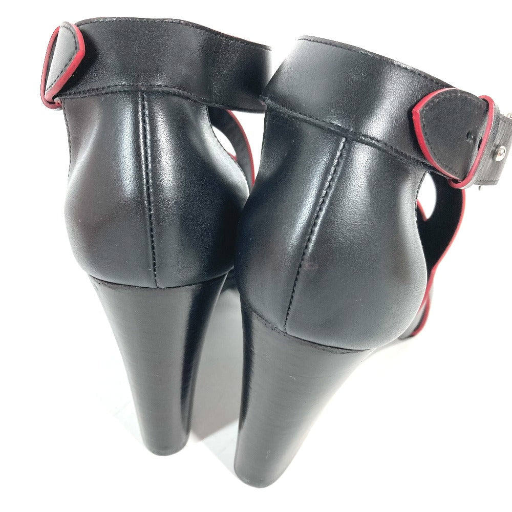 HERMES Sandals leather black Shoes Heels Bicolor Chene Dunkle Women 37 Used