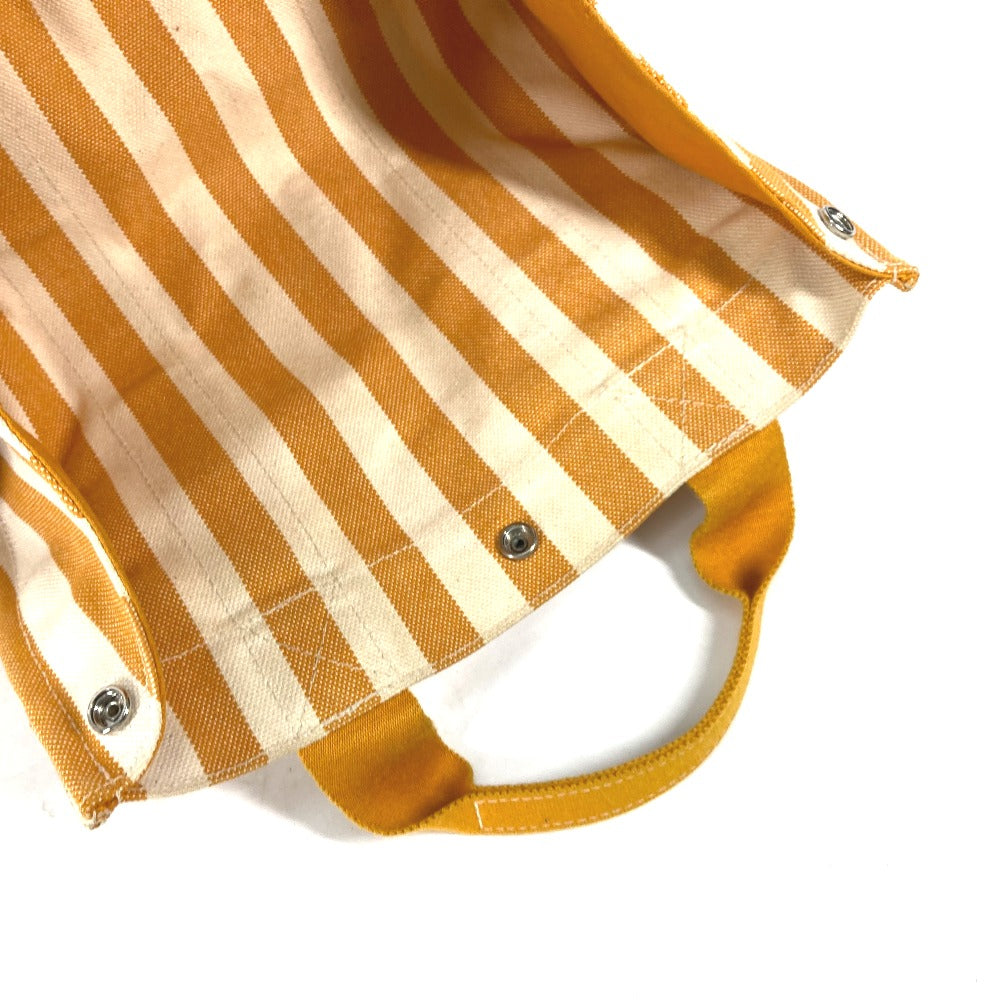 HERMES Handbag canvas Orange With porch Cannes PM Stripe Women Used