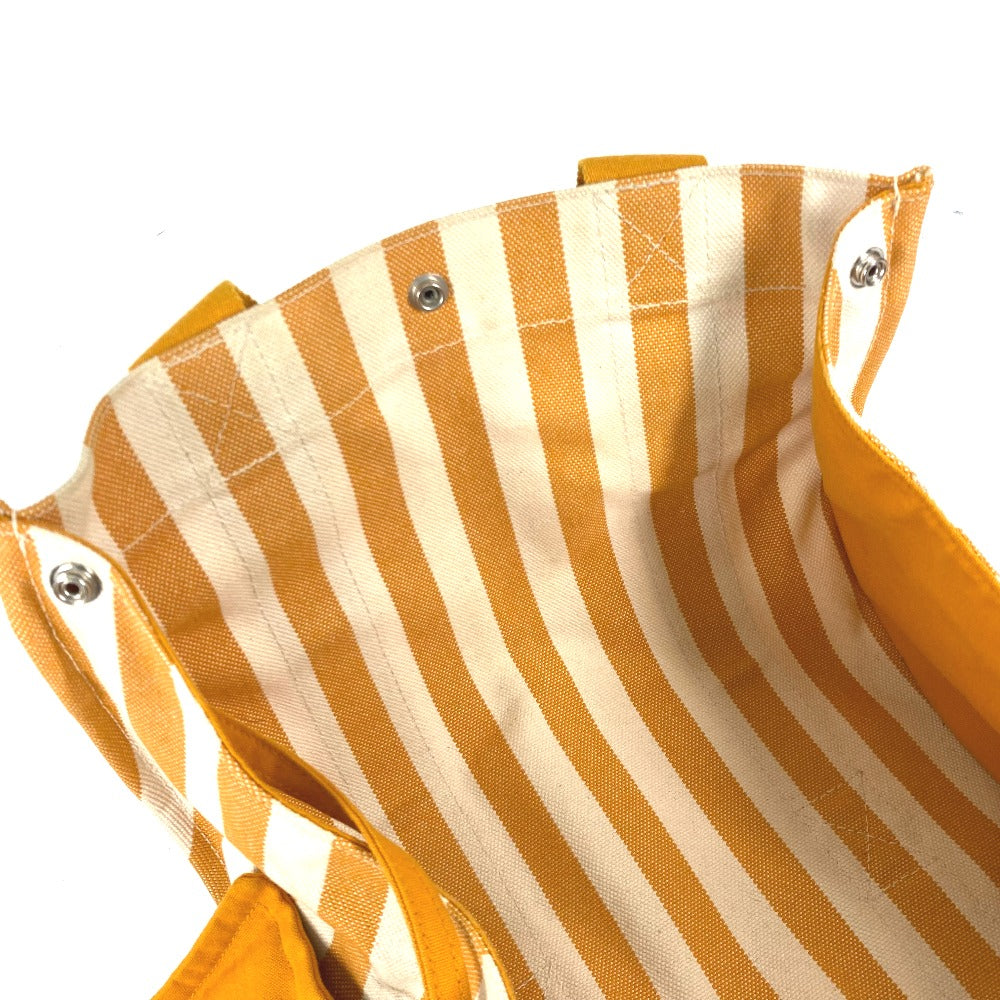 HERMES Handbag canvas Orange With porch Cannes PM Stripe Women Used