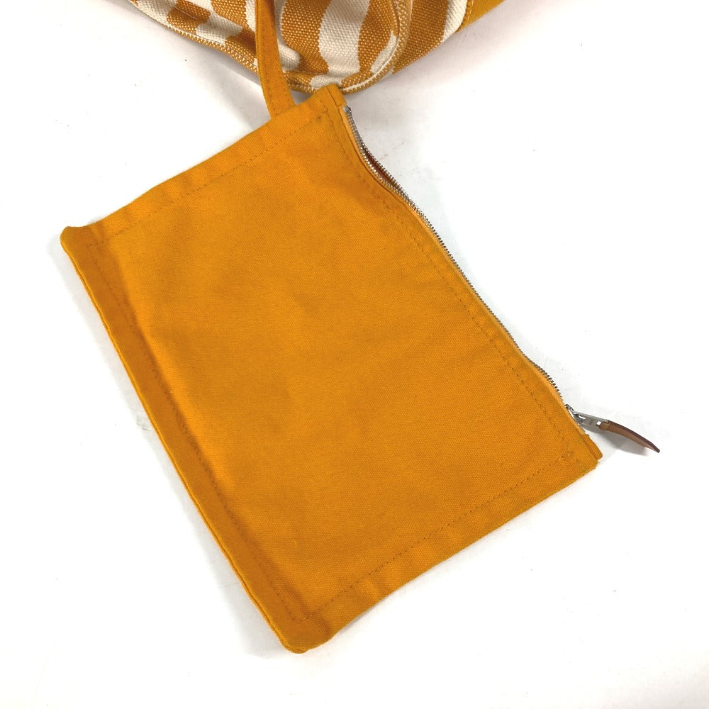HERMES Handbag canvas Orange With porch Cannes PM Stripe Women Used