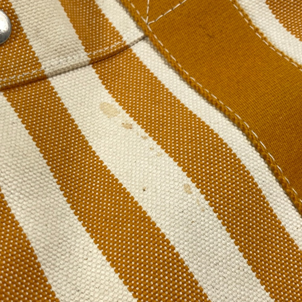 HERMES Handbag canvas Orange With porch Cannes PM Stripe Women Used