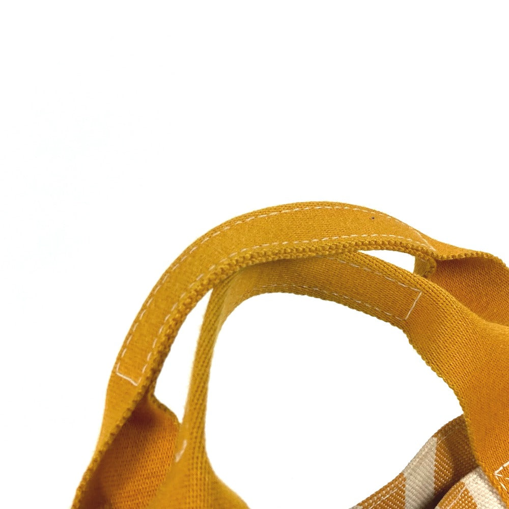 HERMES Handbag canvas Orange With porch Cannes PM Stripe Women Used