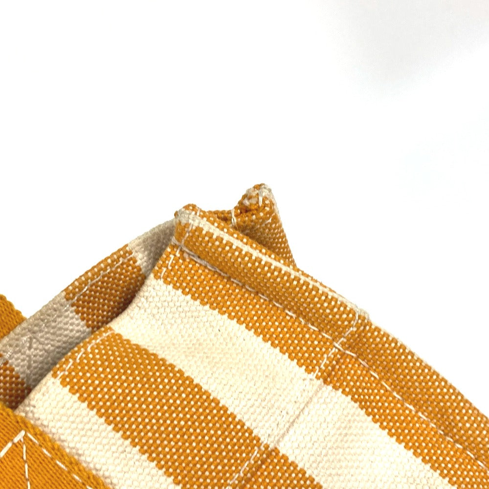 HERMES Handbag canvas Orange With porch Cannes PM Stripe Women Used