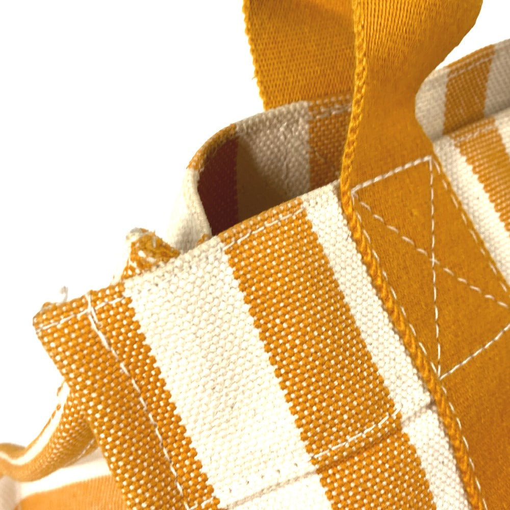 HERMES Handbag canvas Orange With porch Cannes PM Stripe Women Used
