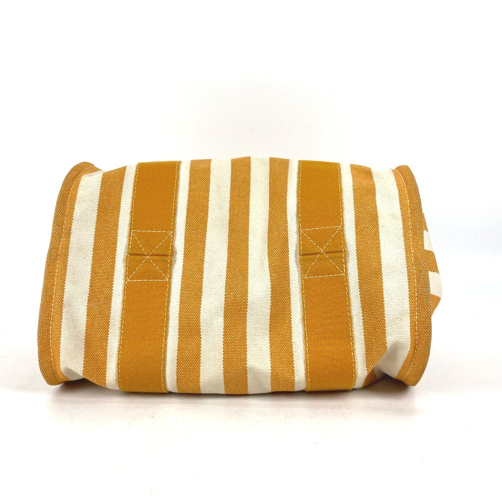 HERMES Handbag canvas Orange With porch Cannes PM Stripe Women Used