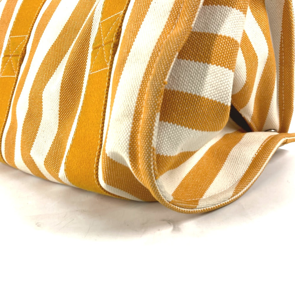 HERMES Handbag canvas Orange With porch Cannes PM Stripe Women Used