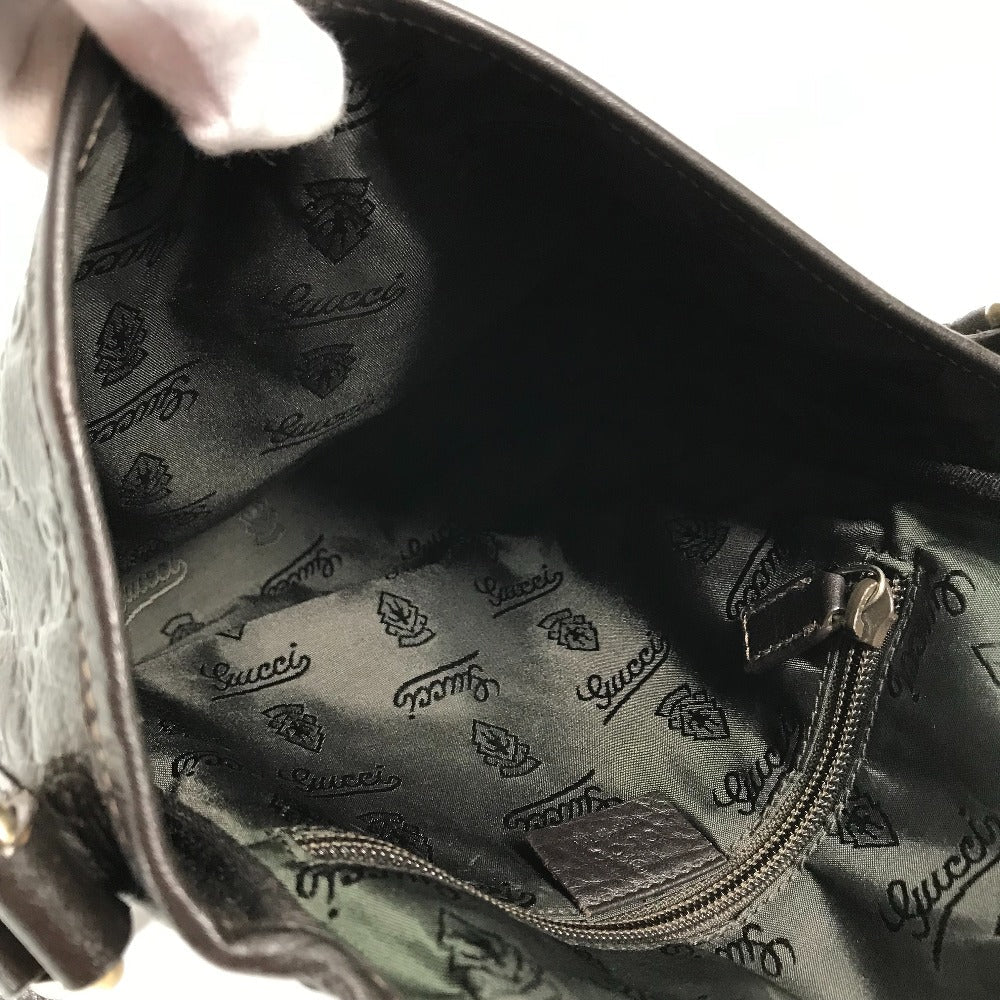 GUCCI Shoulder Bag 223666 Sima leather Dark brown Guccisima GG mens Used