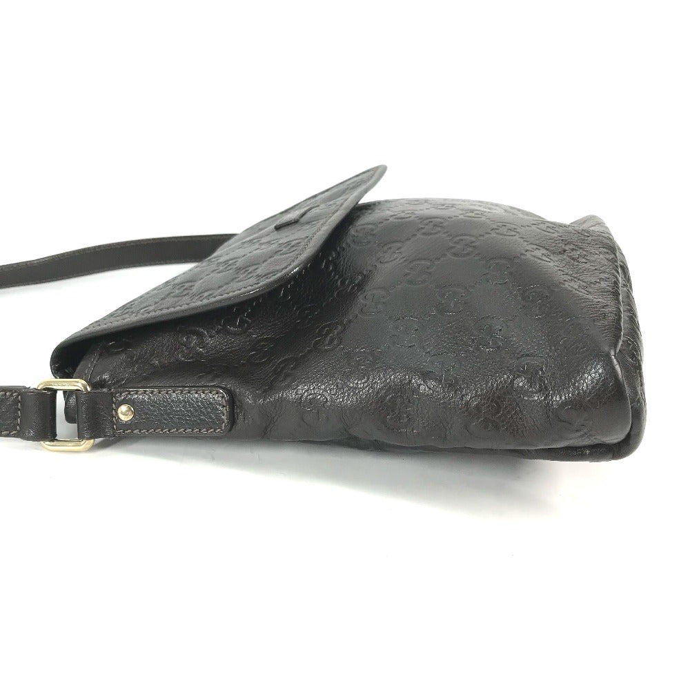 GUCCI Shoulder Bag 223666 Sima leather Dark brown Guccisima GG mens Used