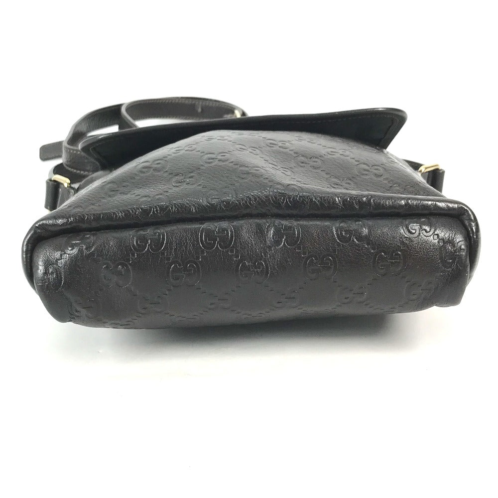 GUCCI Shoulder Bag 223666 Sima leather Dark brown Guccisima GG mens Used