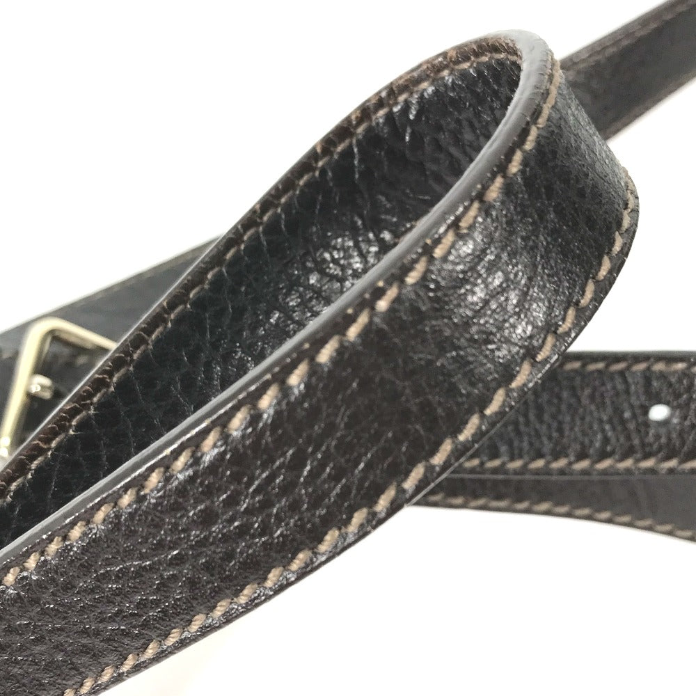 GUCCI Shoulder Bag 223666 Sima leather Dark brown Guccisima GG mens Used