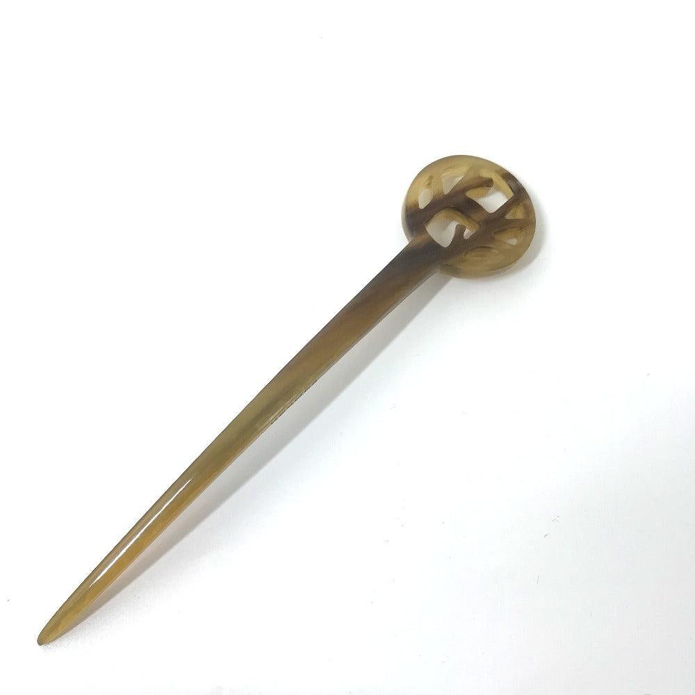 HERMES hair accessory Buffalo horn Brown Hairpins Hair Picks Women Used