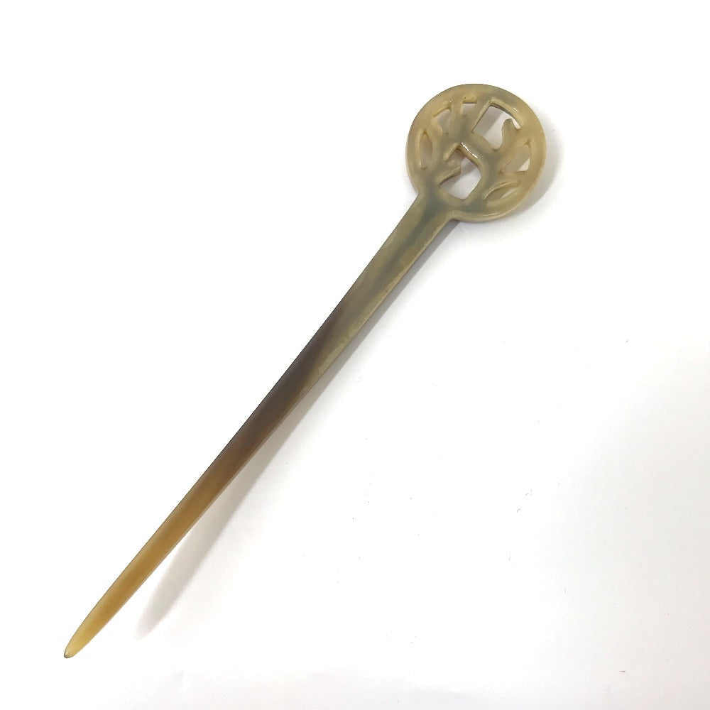 HERMES hair accessory Buffalo horn Brown Hairpins Hair Picks Women Used