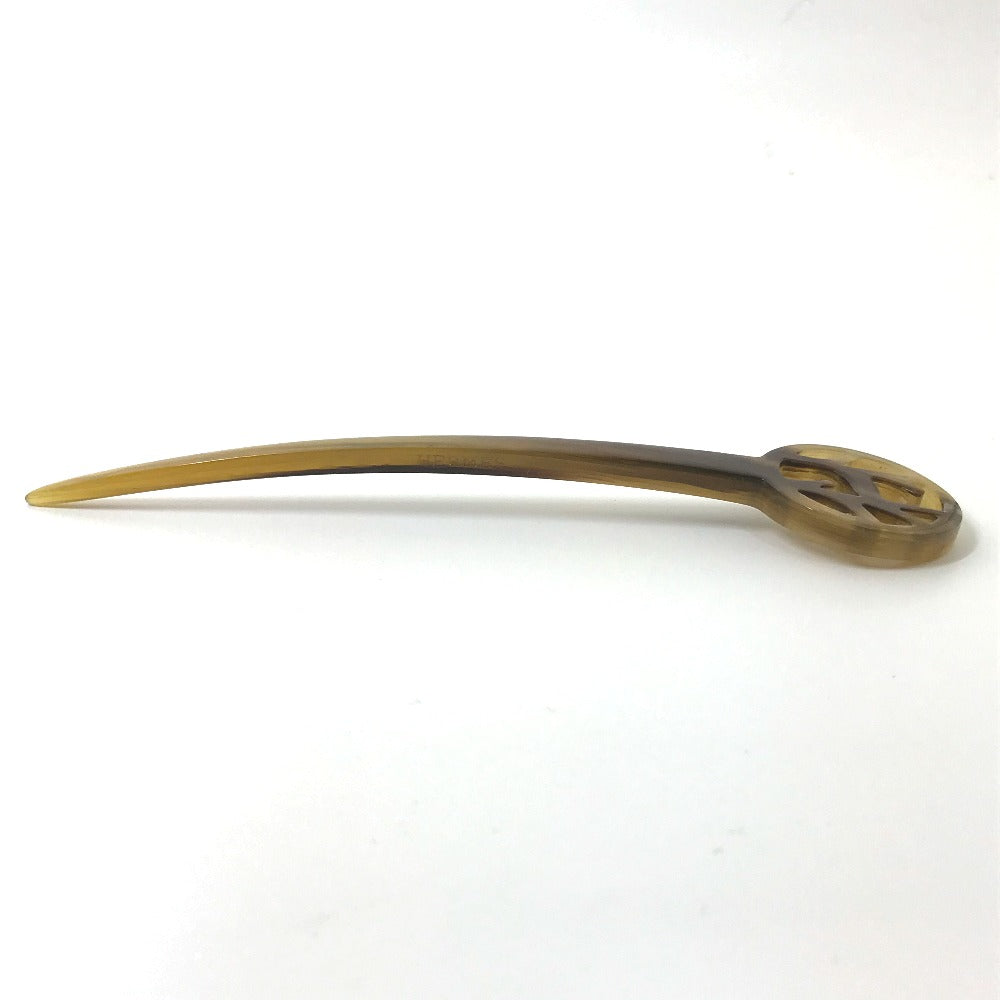 HERMES hair accessory Buffalo horn Brown Hairpins Hair Picks Women Used