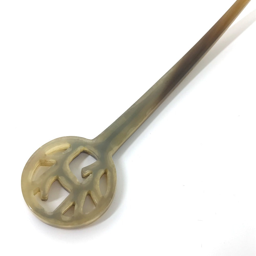 HERMES hair accessory Buffalo horn Brown Hairpins Hair Picks Women Used