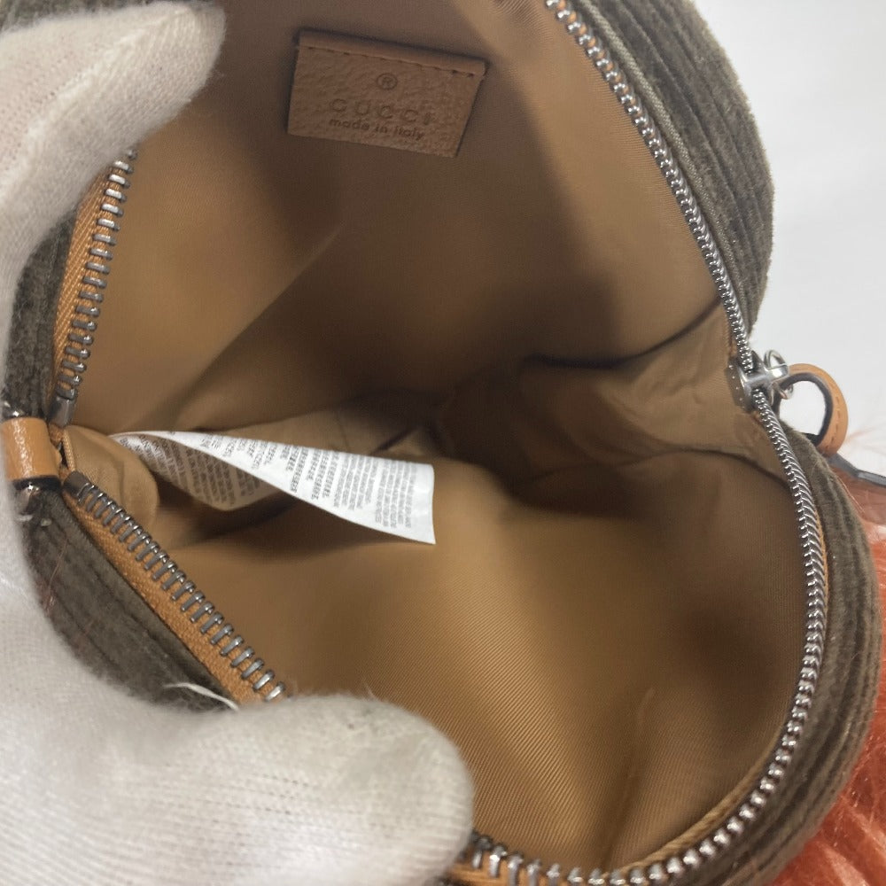 GUCCI Clutch bag 704806 Fur, Leather, Suede Brown GG Lion Lion Round Women Used