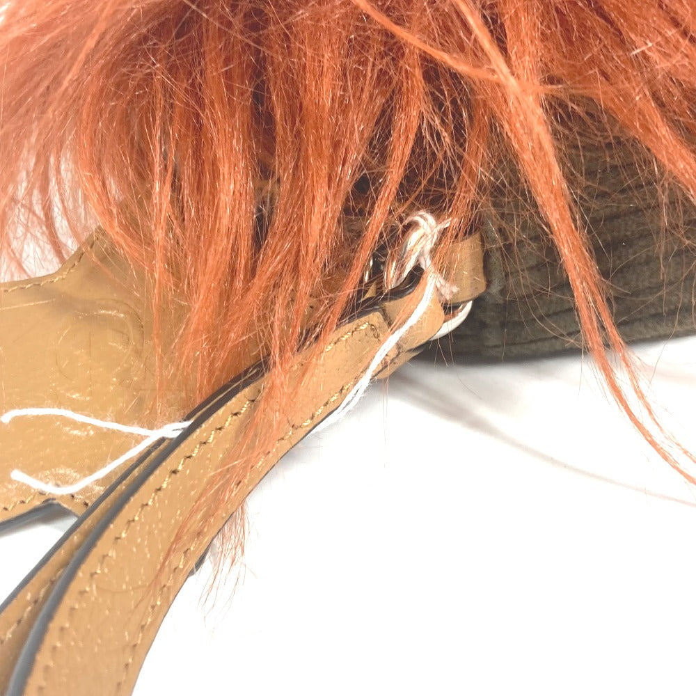 GUCCI Clutch bag 704806 Fur, Leather, Suede Brown GG Lion Lion Round Women Used