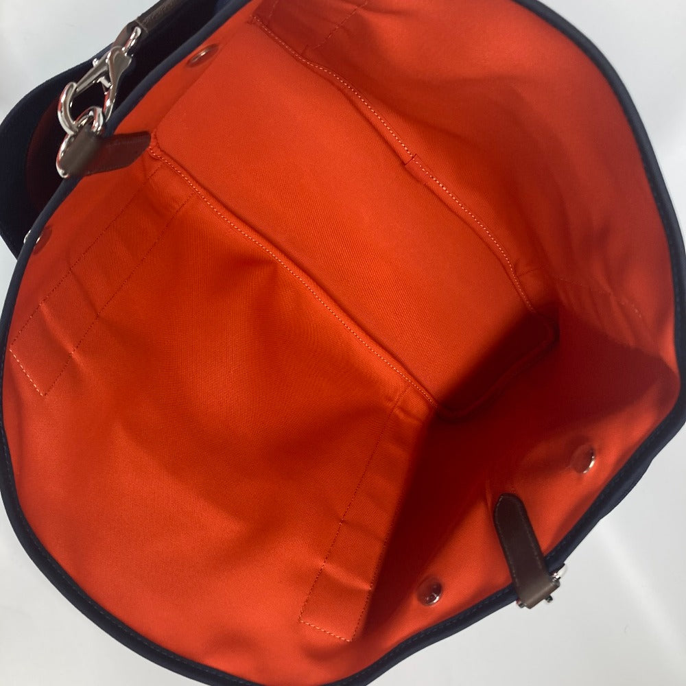 HERMES Tote Bag canvas Navy With bag-in-bag Sucked Pansage Groom