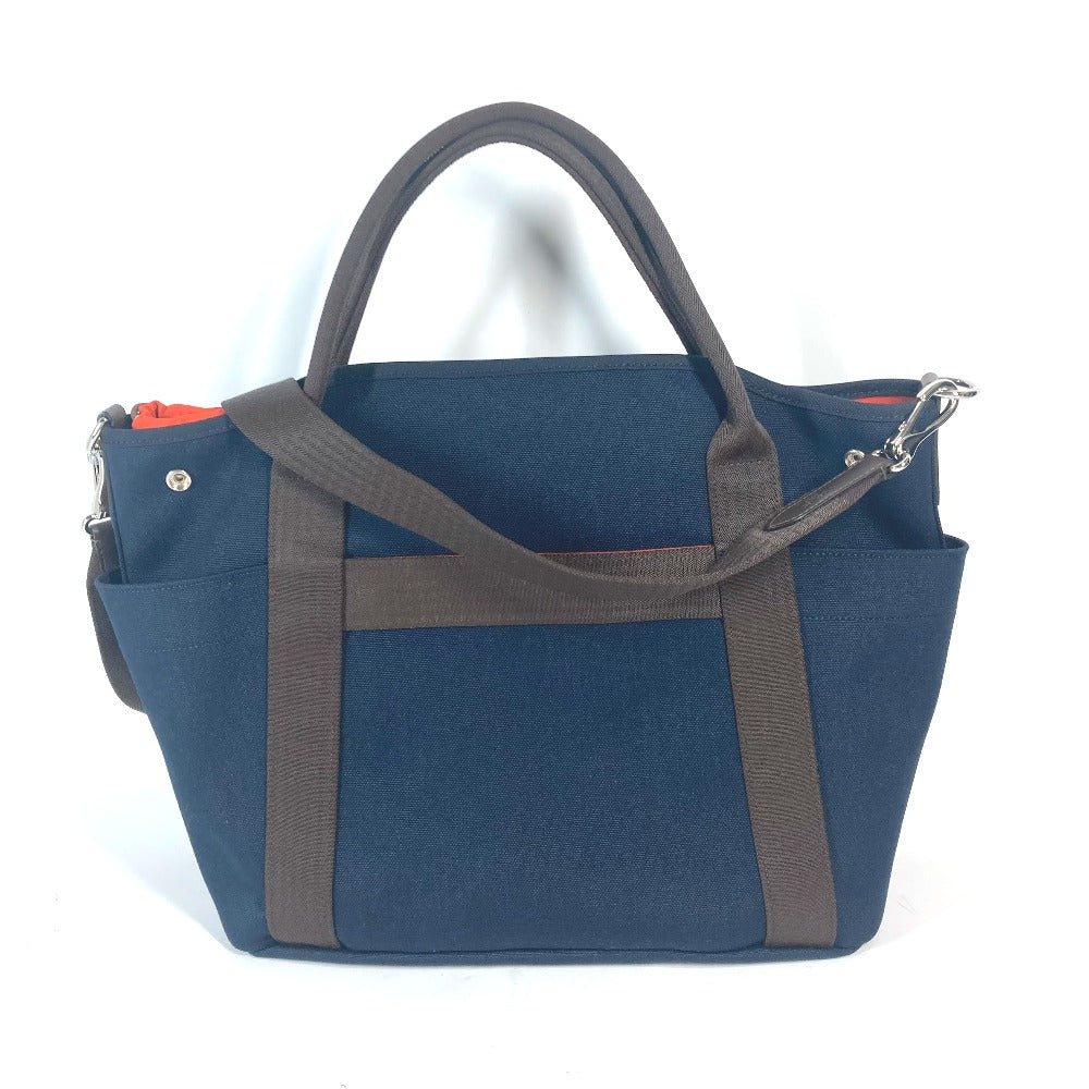 HERMES Tote Bag canvas Navy With bag-in-bag Sucked Pansage Groom