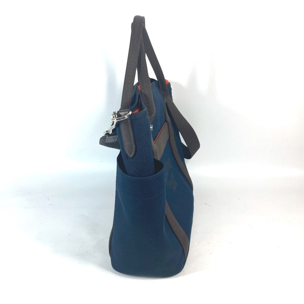 HERMES Tote Bag canvas Navy With bag-in-bag Sucked Pansage Groom