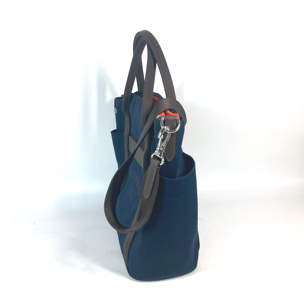 HERMES Tote Bag canvas Navy With bag-in-bag Sucked Pansage Groom