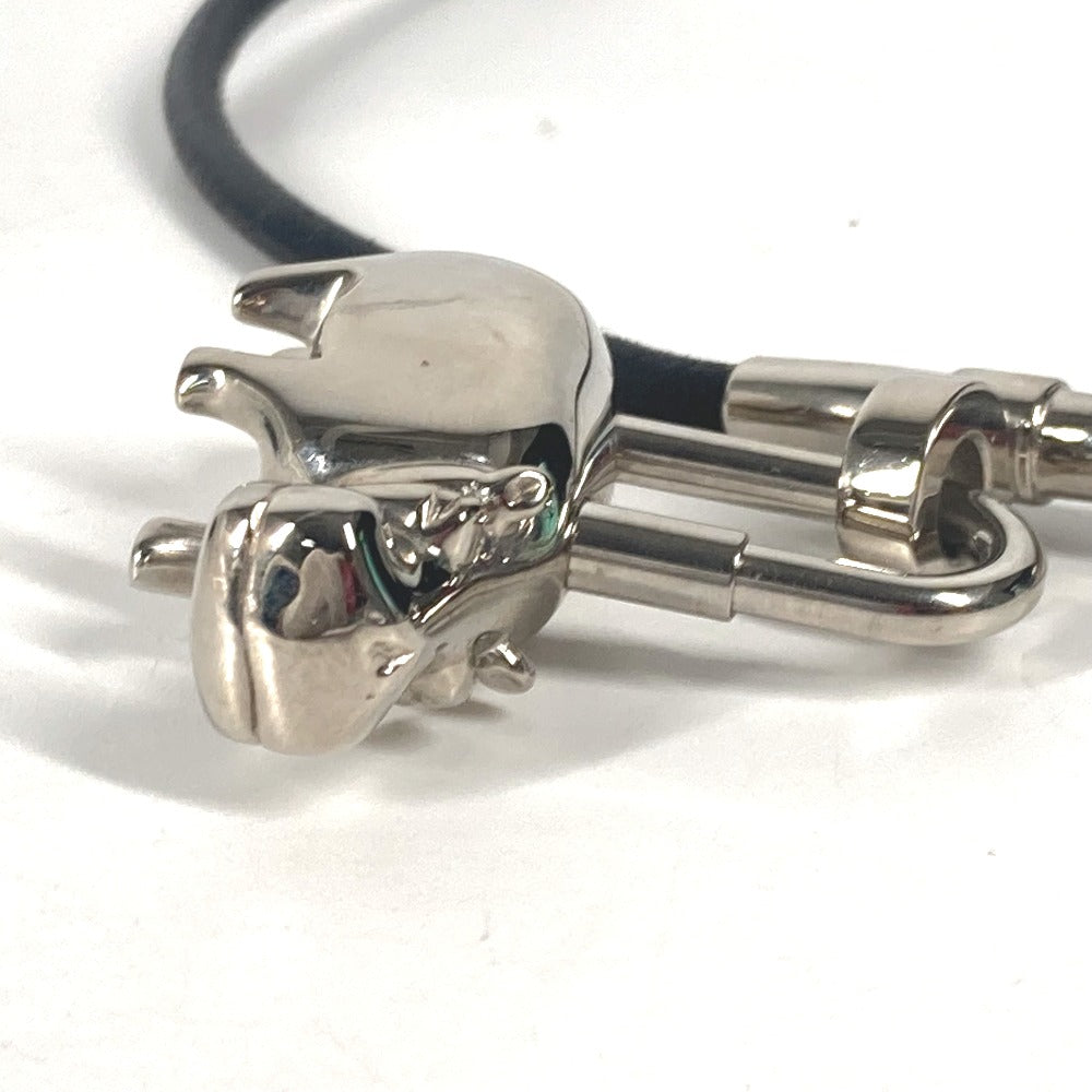 HERMES Necklace leather black Hippo Hippopotamus
