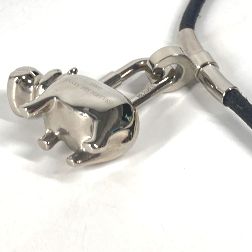 HERMES Necklace leather black Hippo Hippopotamus