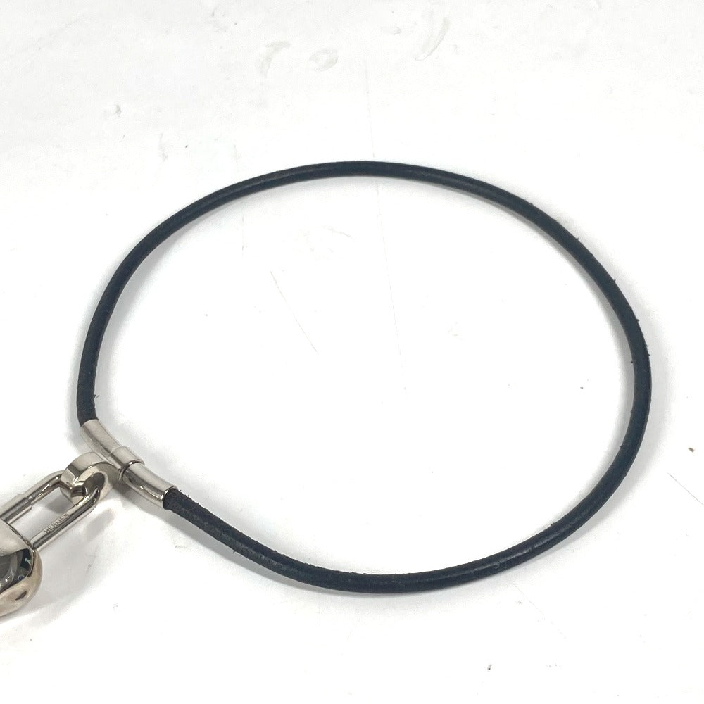 HERMES Necklace leather black Hippo Hippopotamus