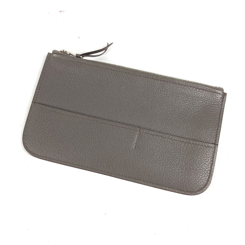 HERMES Long Wallet Purse , Evercolor gray Long wallet Dogon Duo GM
