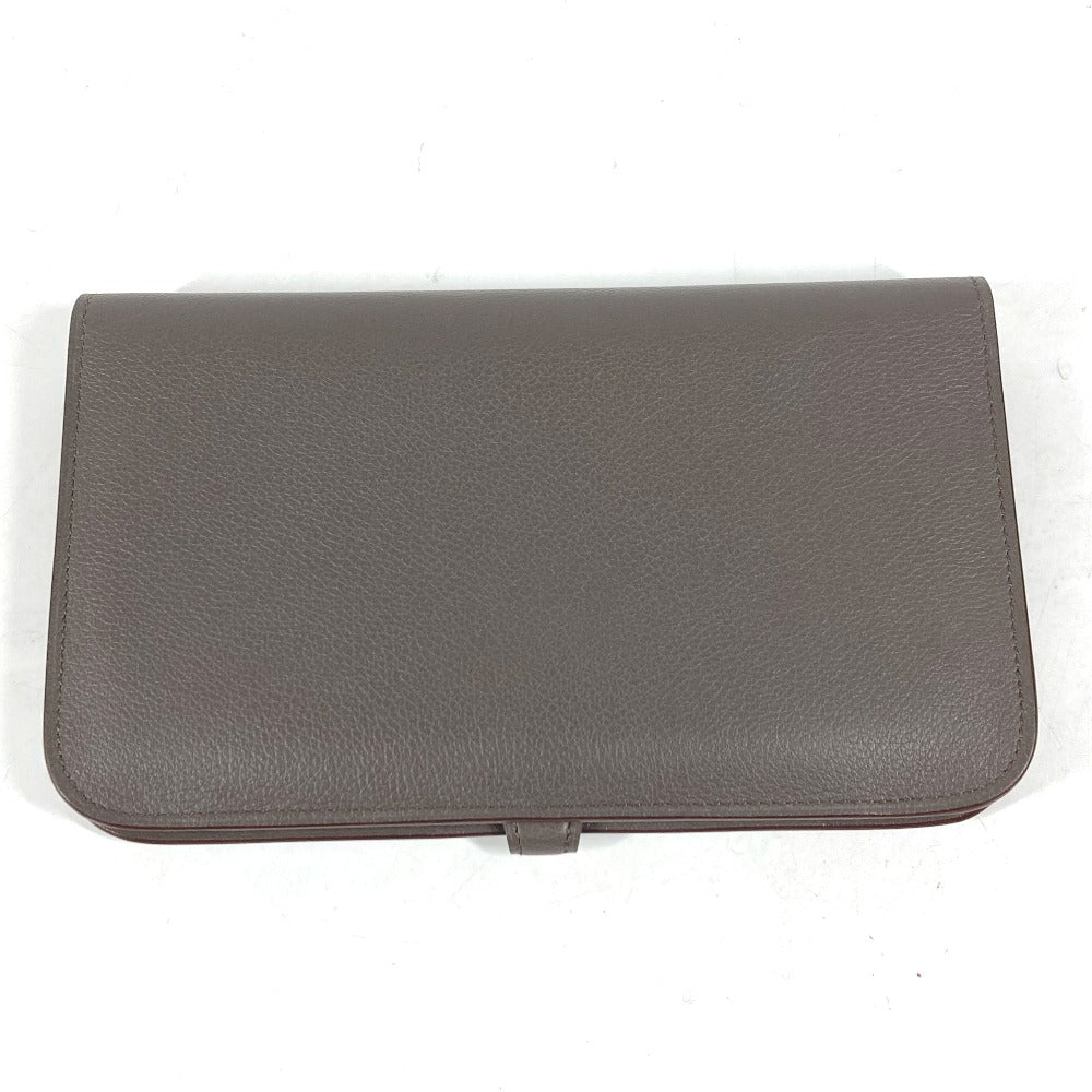HERMES Long Wallet Purse , Evercolor gray Long wallet Dogon Duo GM