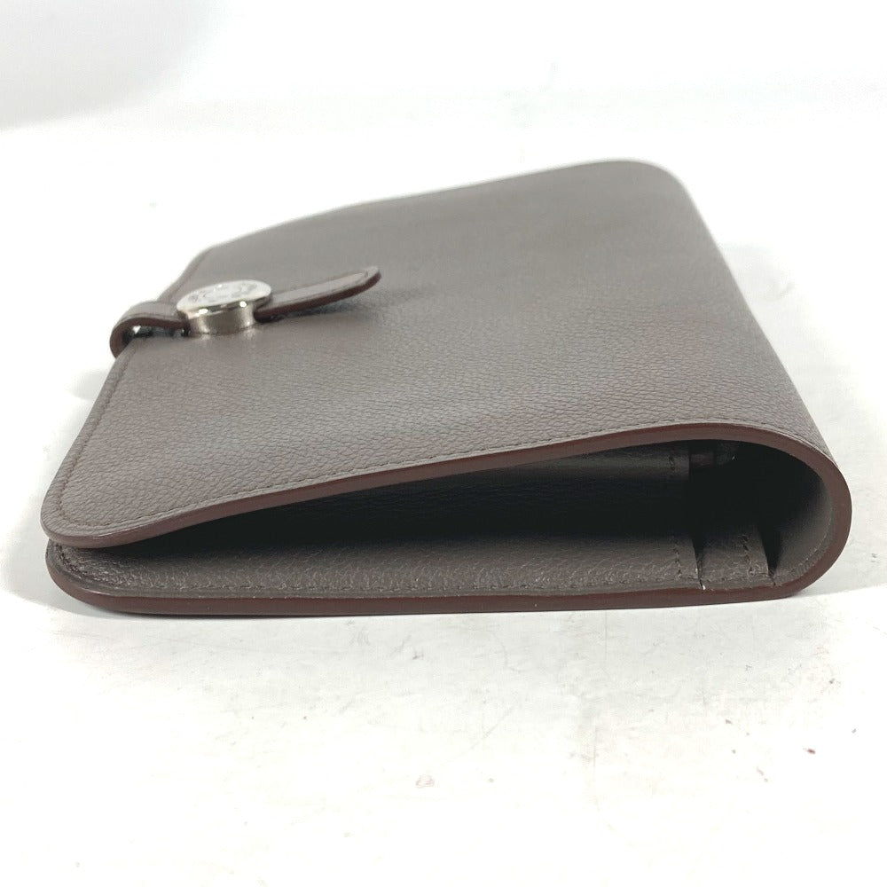 HERMES Long Wallet Purse , Evercolor gray Long wallet Dogon Duo GM