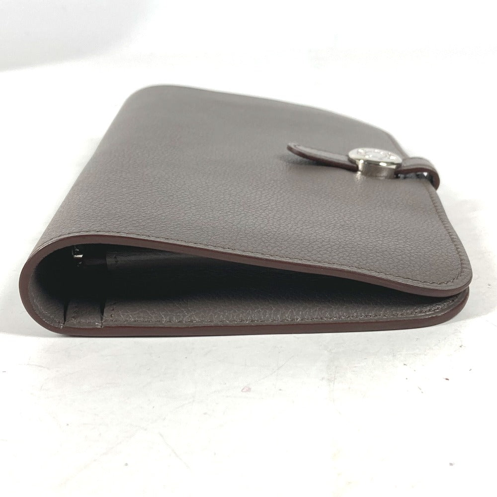 HERMES Long Wallet Purse , Evercolor gray Long wallet Dogon Duo GM