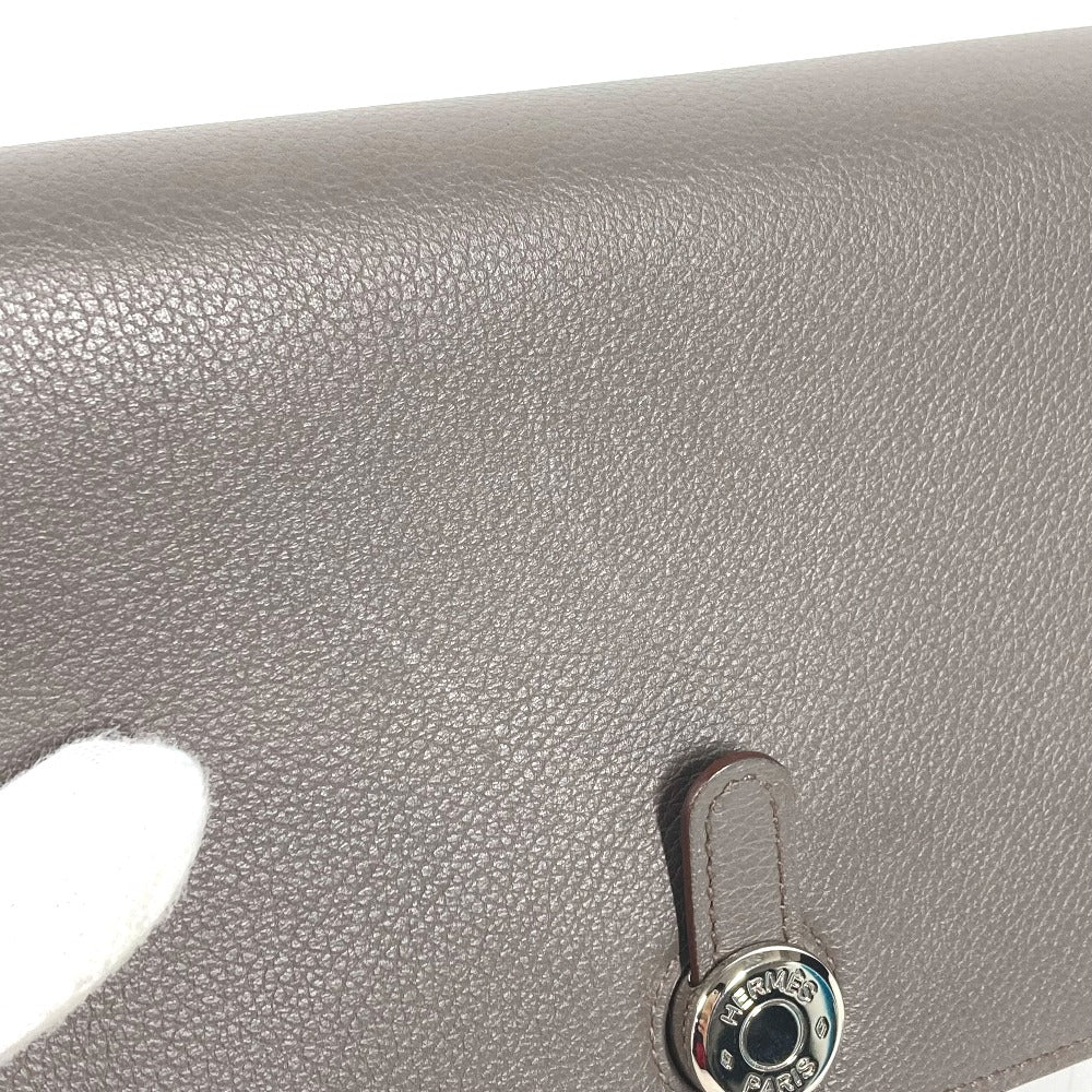 HERMES Long Wallet Purse , Evercolor gray Long wallet Dogon Duo GM
