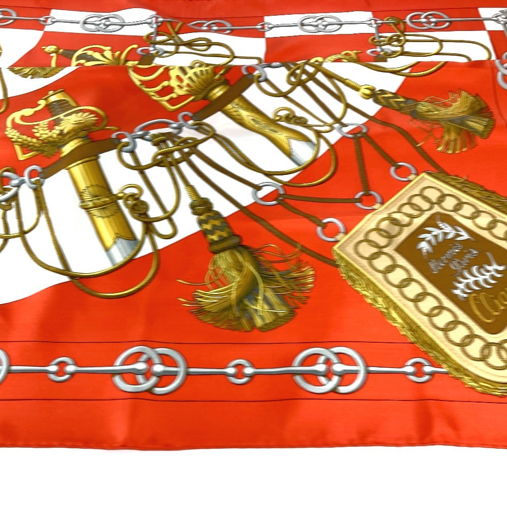 HERMES scarf silk Orange Carre90 Cliquetis tick sword pattern Women Used