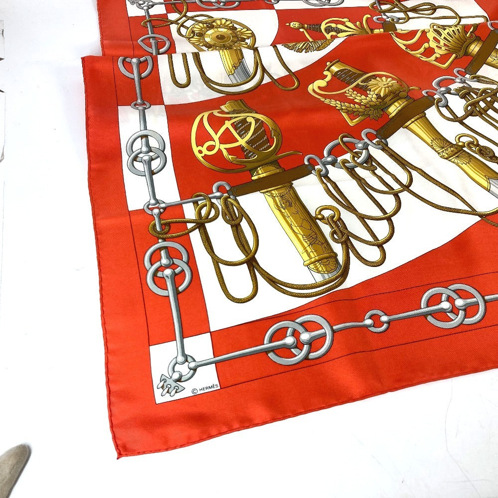 HERMES scarf silk Orange Carre90 Cliquetis tick sword pattern Women Used