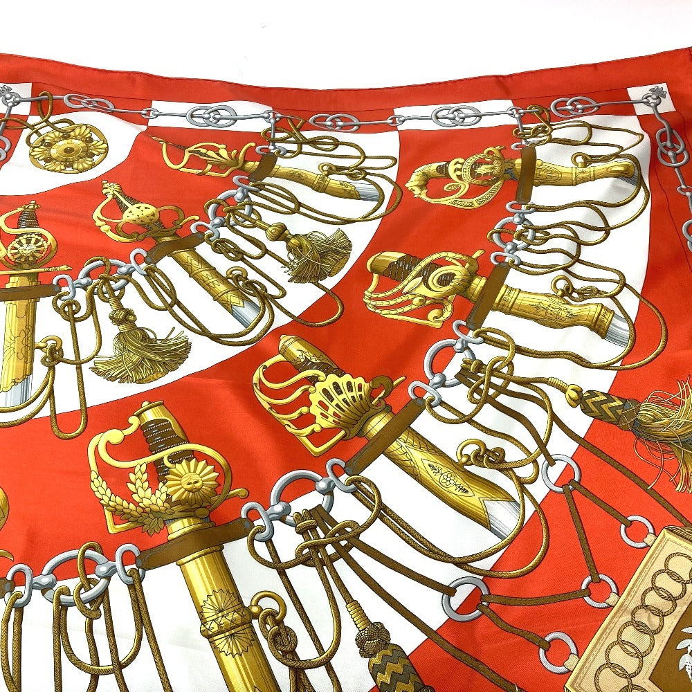 HERMES scarf silk Orange Carre90 Cliquetis tick sword pattern Women Used