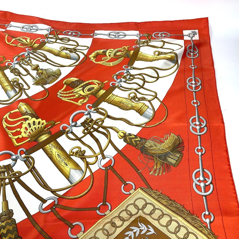 HERMES scarf silk Orange Carre90 Cliquetis tick sword pattern Women Used