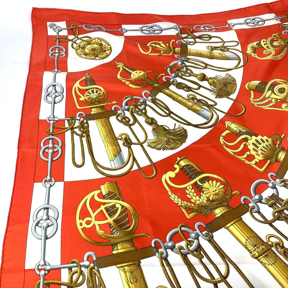 HERMES scarf silk Orange Carre90 Cliquetis tick sword pattern Women Used