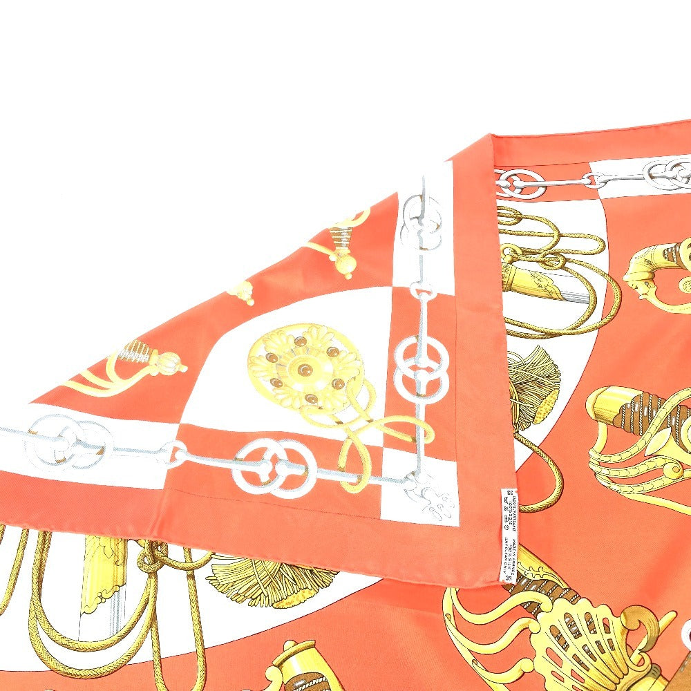 HERMES scarf silk Orange Carre90 Cliquetis tick sword pattern Women Used