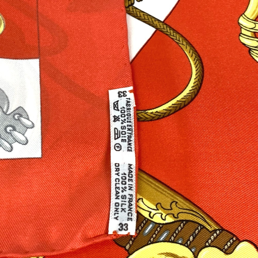 HERMES scarf silk Orange Carre90 Cliquetis tick sword pattern Women Used