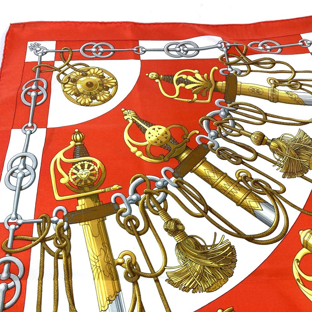 HERMES scarf silk Orange Carre90 Cliquetis tick sword pattern Women Used