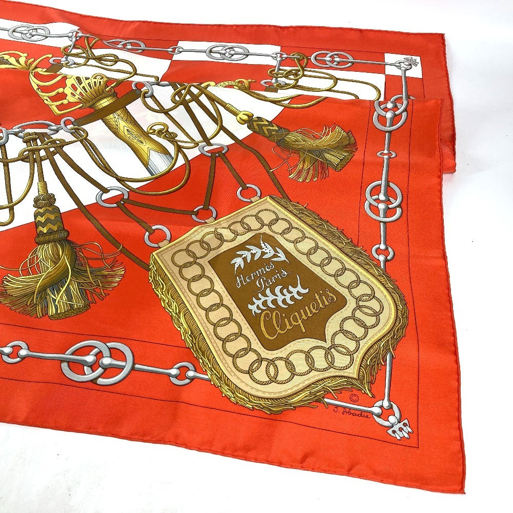 HERMES scarf silk Orange Carre90 Cliquetis tick sword pattern Women Used
