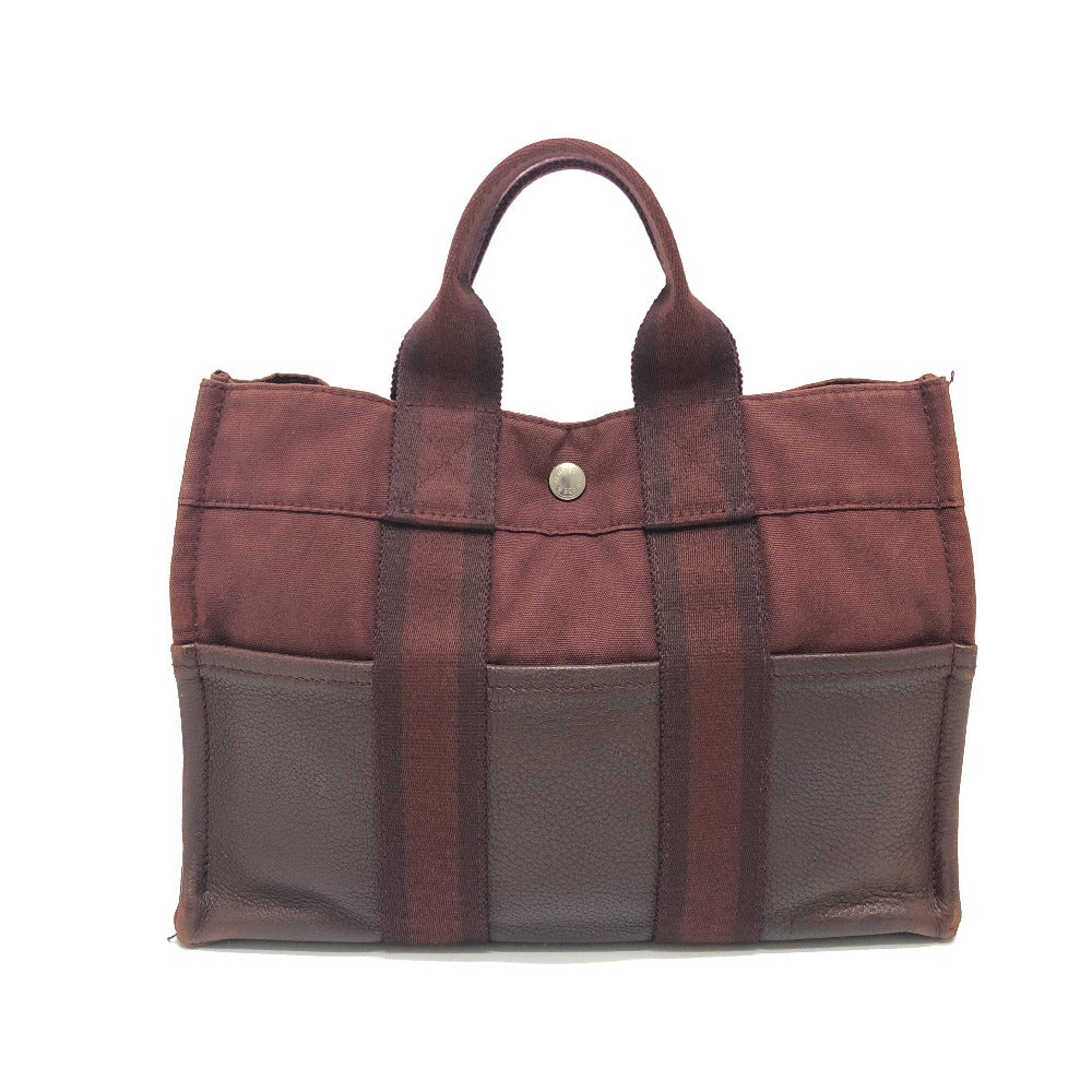 HERMES Handbag Leather / canvas Wine red type Half leather Fool ToePM Women Used