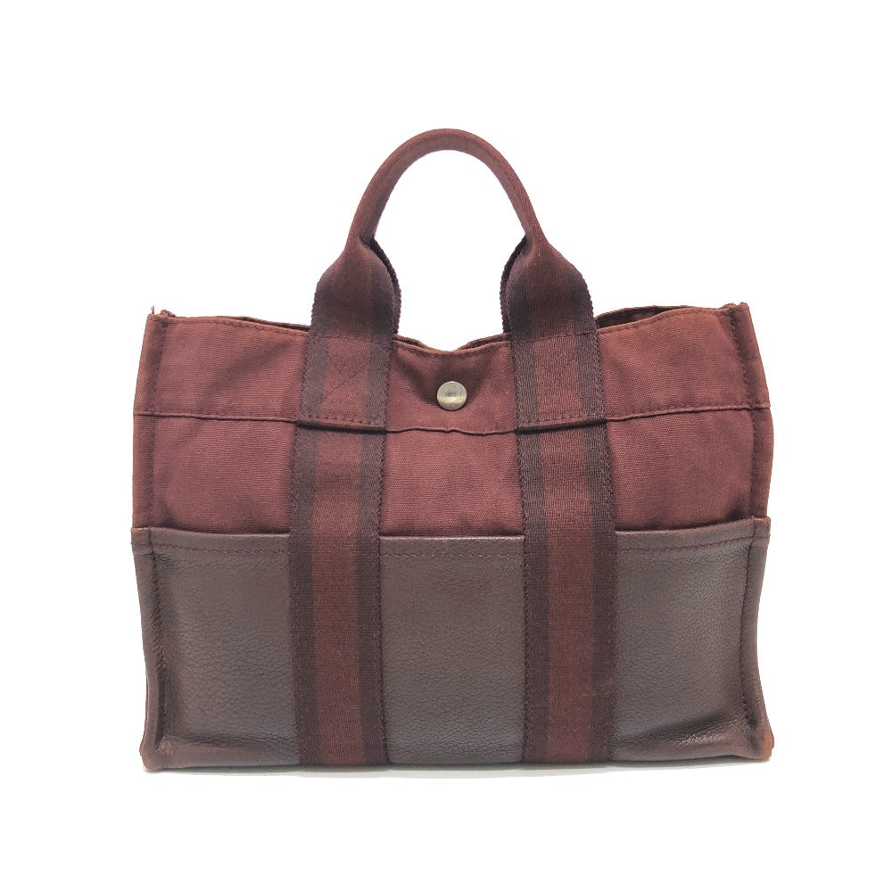 HERMES Handbag Leather / canvas Wine red type Half leather Fool ToePM Women Used