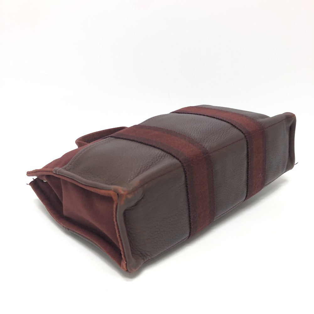 HERMES Handbag Leather / canvas Wine red type Half leather Fool ToePM Women Used