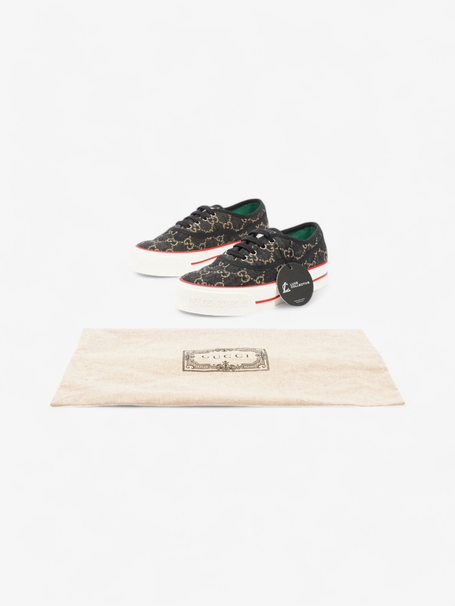 Gucci Tennis 1977 Black / Beige  / Red Canvas EU 37.5 UK 4.5