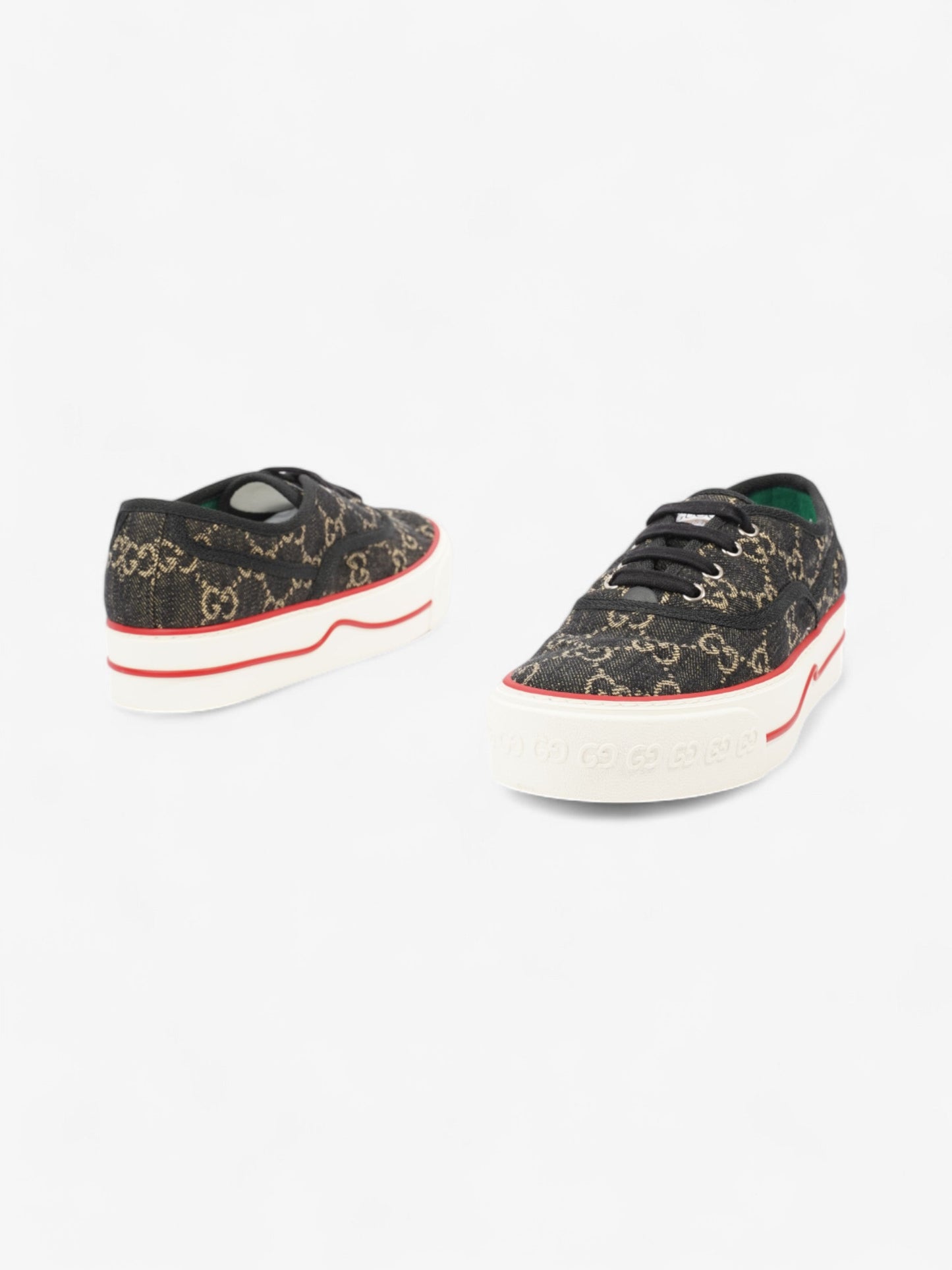 Gucci Tennis 1977 Black / Beige  / Red Canvas EU 37.5 UK 4.5