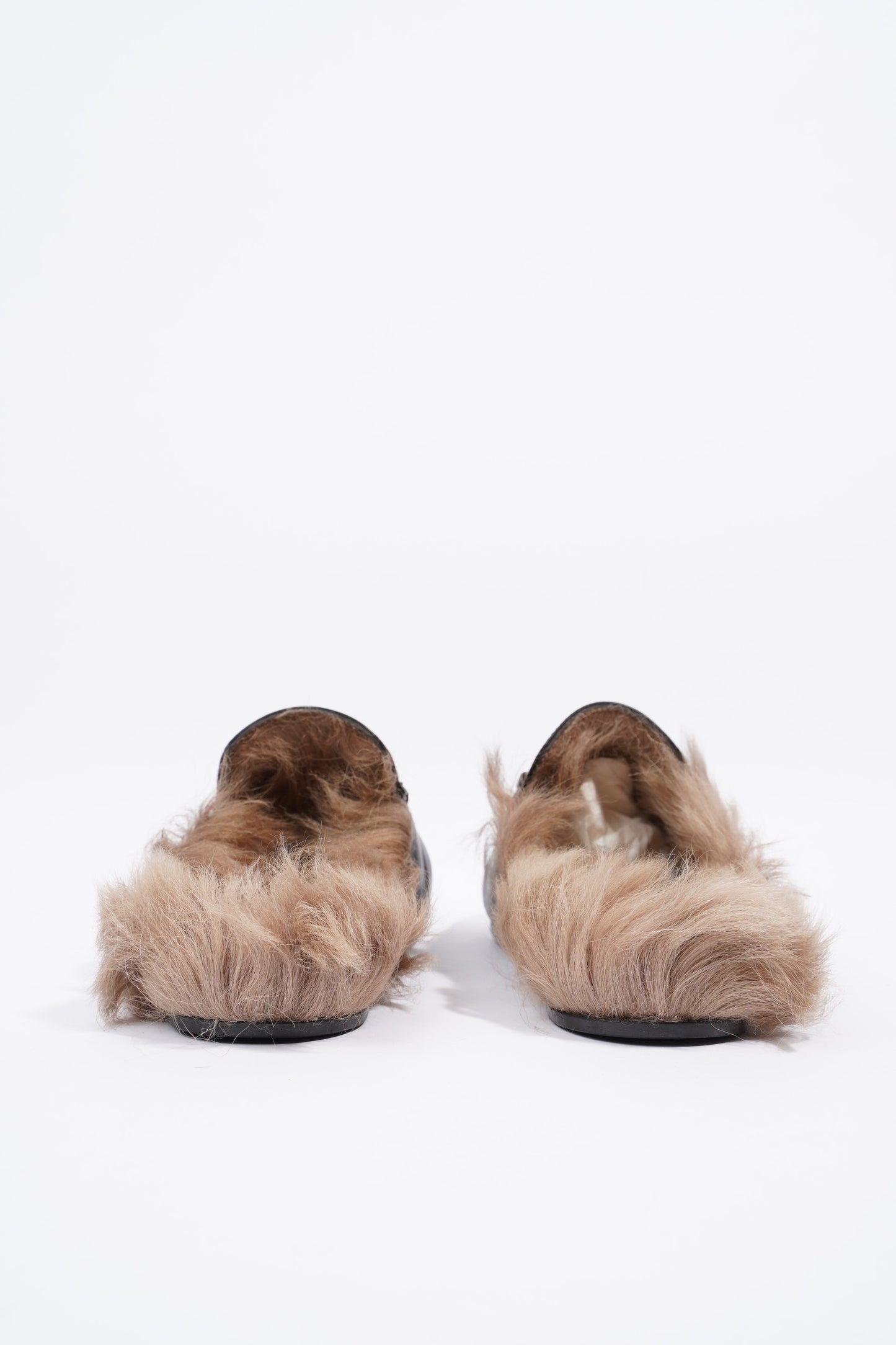 Gucci 2015 Re-Edition Princetown Horsebit Black / Brown Fur Leather EU 38 UK 5