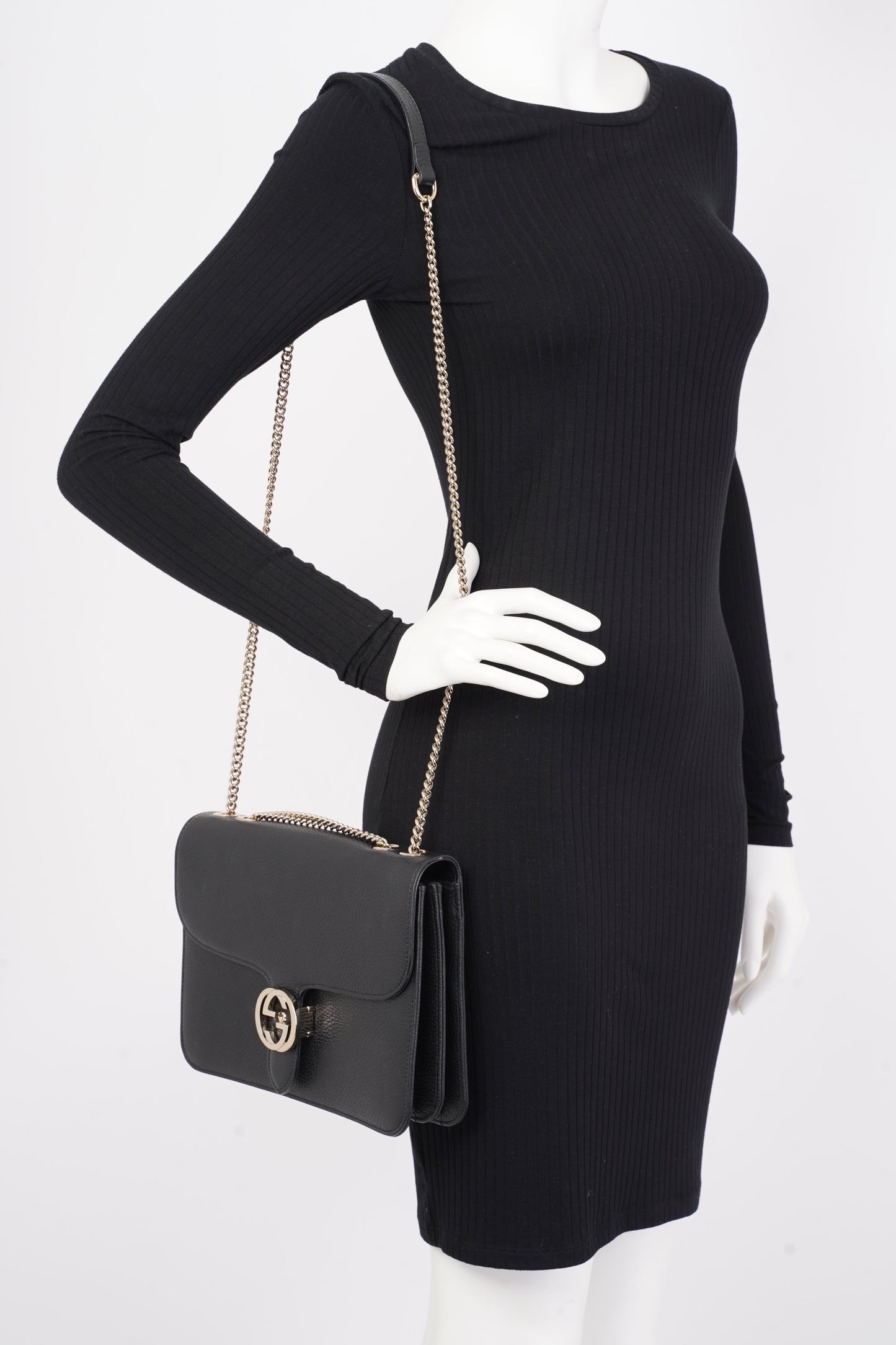 Gucci Interlocking G Black Leather Medium