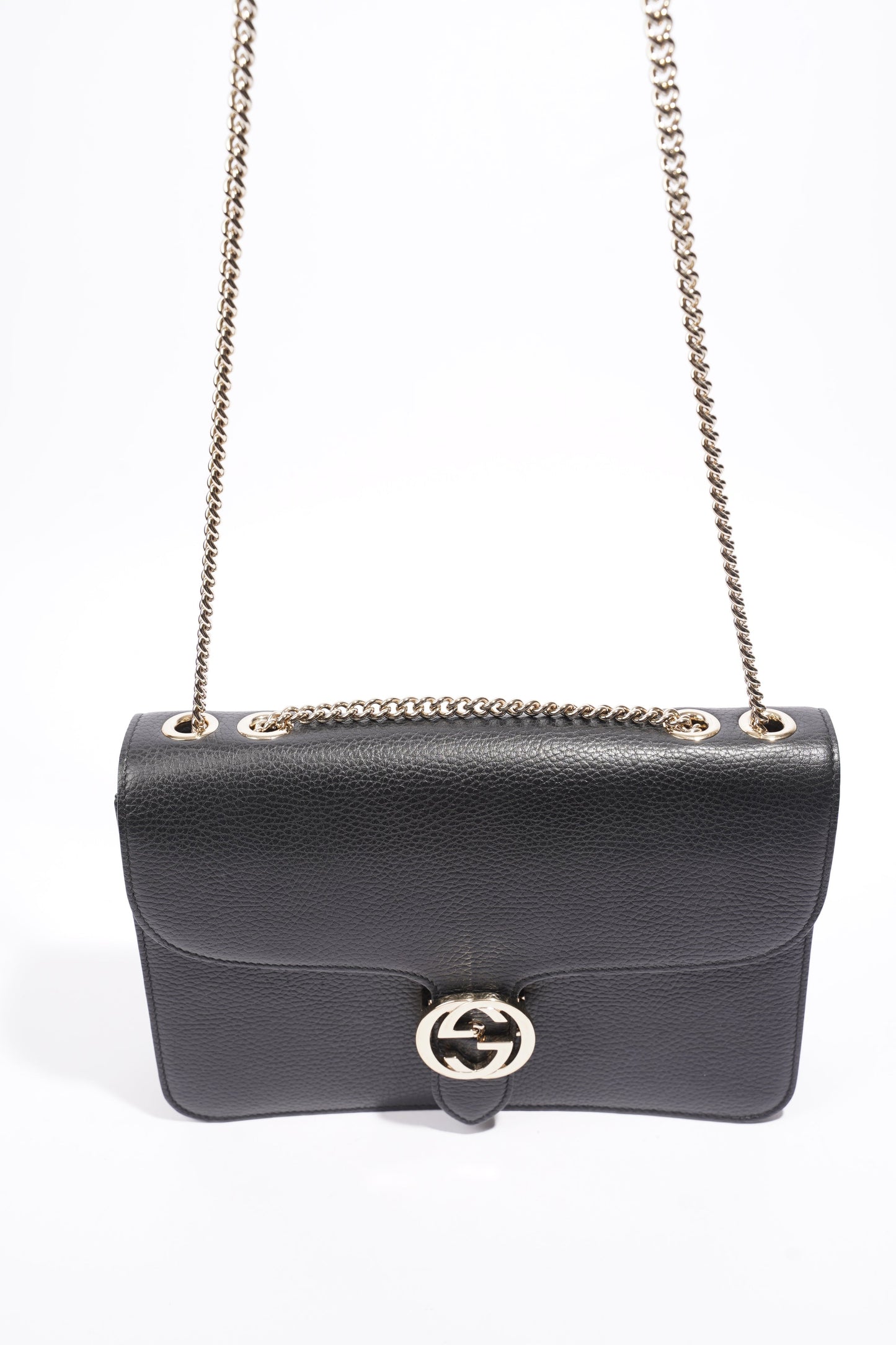 Gucci Interlocking G Black Leather Medium