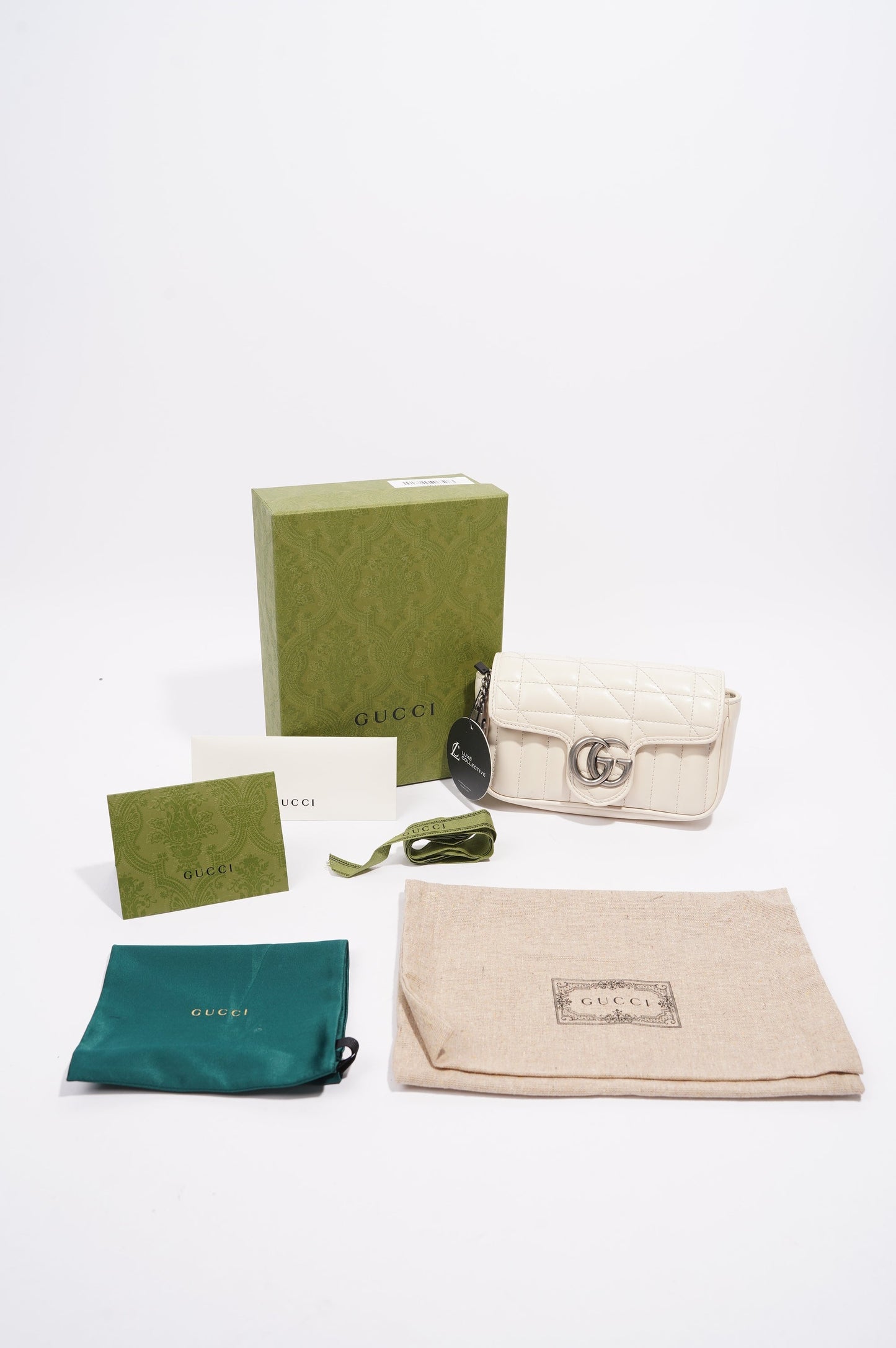 Gucci GG Marmont Super Mini Juniagrey Bag White Leather Mini